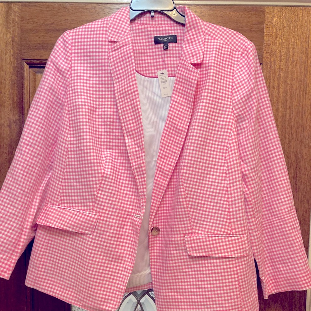 Talbots nwt summer gingham blazer 20W. MAKE OFFER!